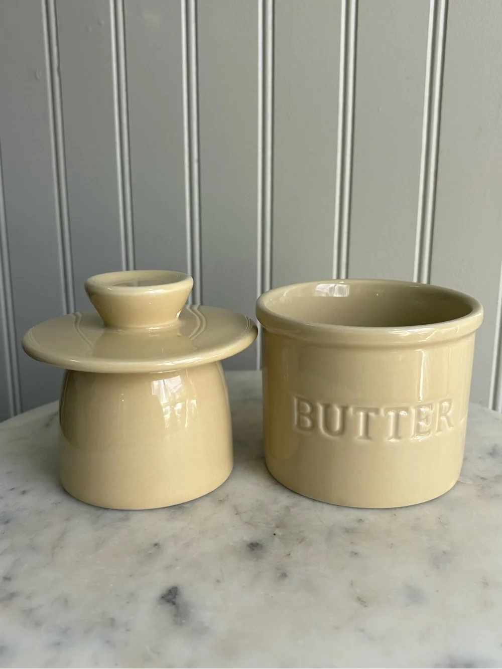Ceramic Yellow Round Butter Bell LIKE NEW! Farmhouse Cottagecore Country Grandma